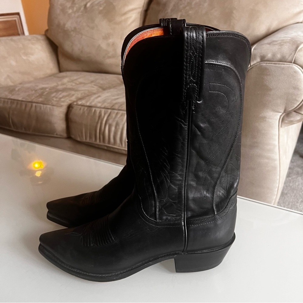 1883 LUCCHESE | Black Soft leather Designer Special Edition Western Cowboy Boots - Picture 8 of 15